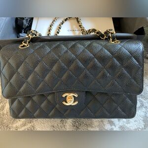 Caviar quilted medium double flap bag